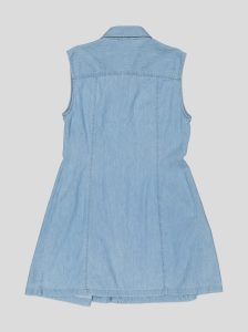 Robe Chemise Femme en Denim Léger – Sans Manches, Jupe à Plis