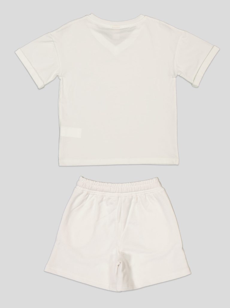Ensemble Fillette T-shirt Col V & Short en Molleton
