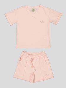 Ensemble Fillette T-shirt Col V & Short en Molleton