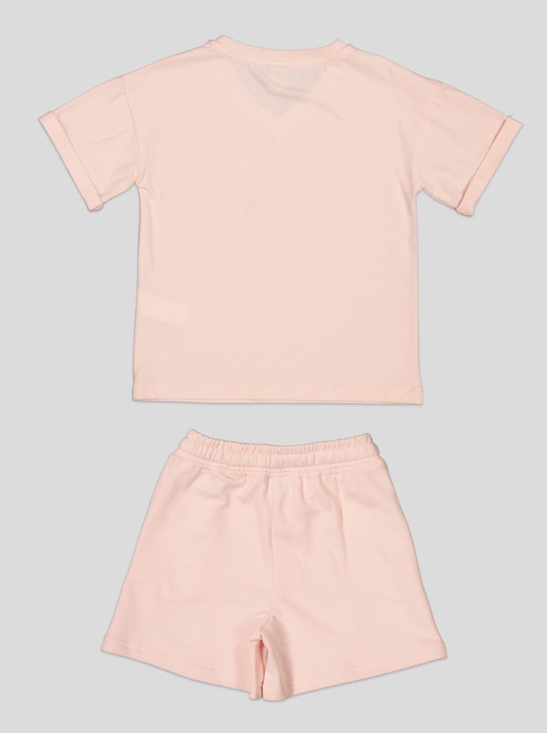Ensemble Fillette T-shirt Col V & Short en Molleton