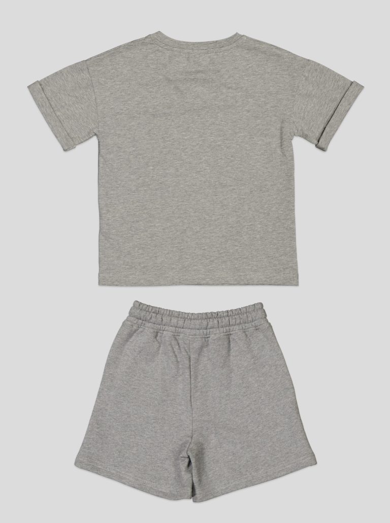 Ensemble Fillette T-shirt Col V & Short en Molleton