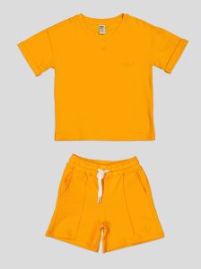 Ensemble Fillette T-shirt Col V & Short en Molleton