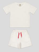 Ensemble Fillette T-shirt Col V & Short en Molleton – Image 2
