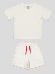 Ensemble Fillette T-shirt Col V & Short en Molleton