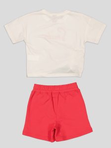 Ensemble Fillette T-shirt "Smile" à Coulisse & Short Fleuri