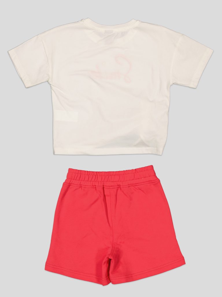 Ensemble Fillette T-shirt "Smile" à Coulisse & Short Fleuri