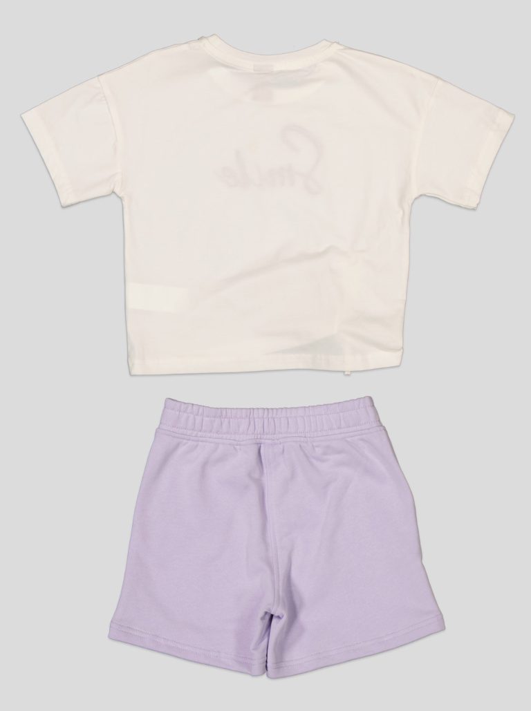 Ensemble Fillette T-shirt "Smile" à Coulisse & Short Fleuri