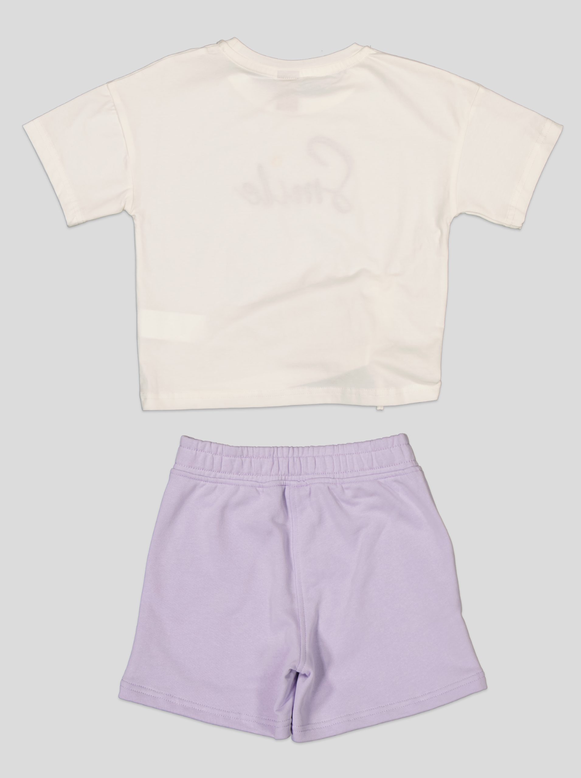 SETFI001_WP+3_WP Ensemble Fillette T-shirt "Smile" à Coulisse & Short Fleuri – Image 4