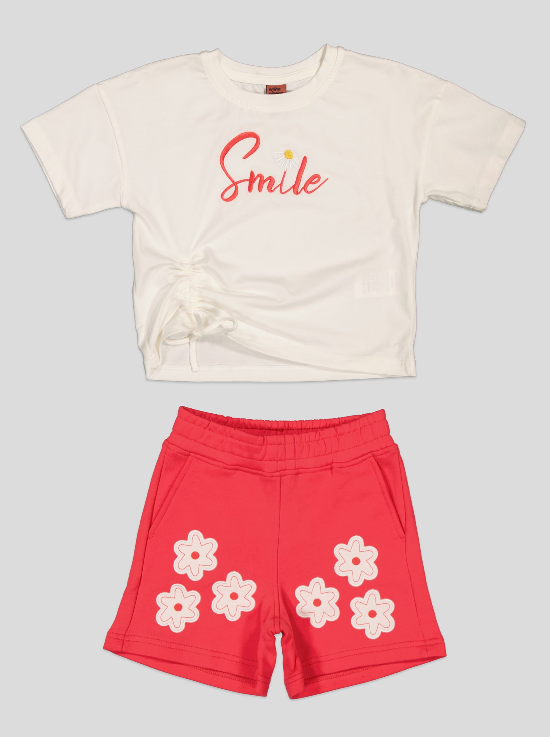 SETFI001_WP_WP Ensemble Fillette T-shirt "Smile" à Coulisse & Short Fleuri – Image 5