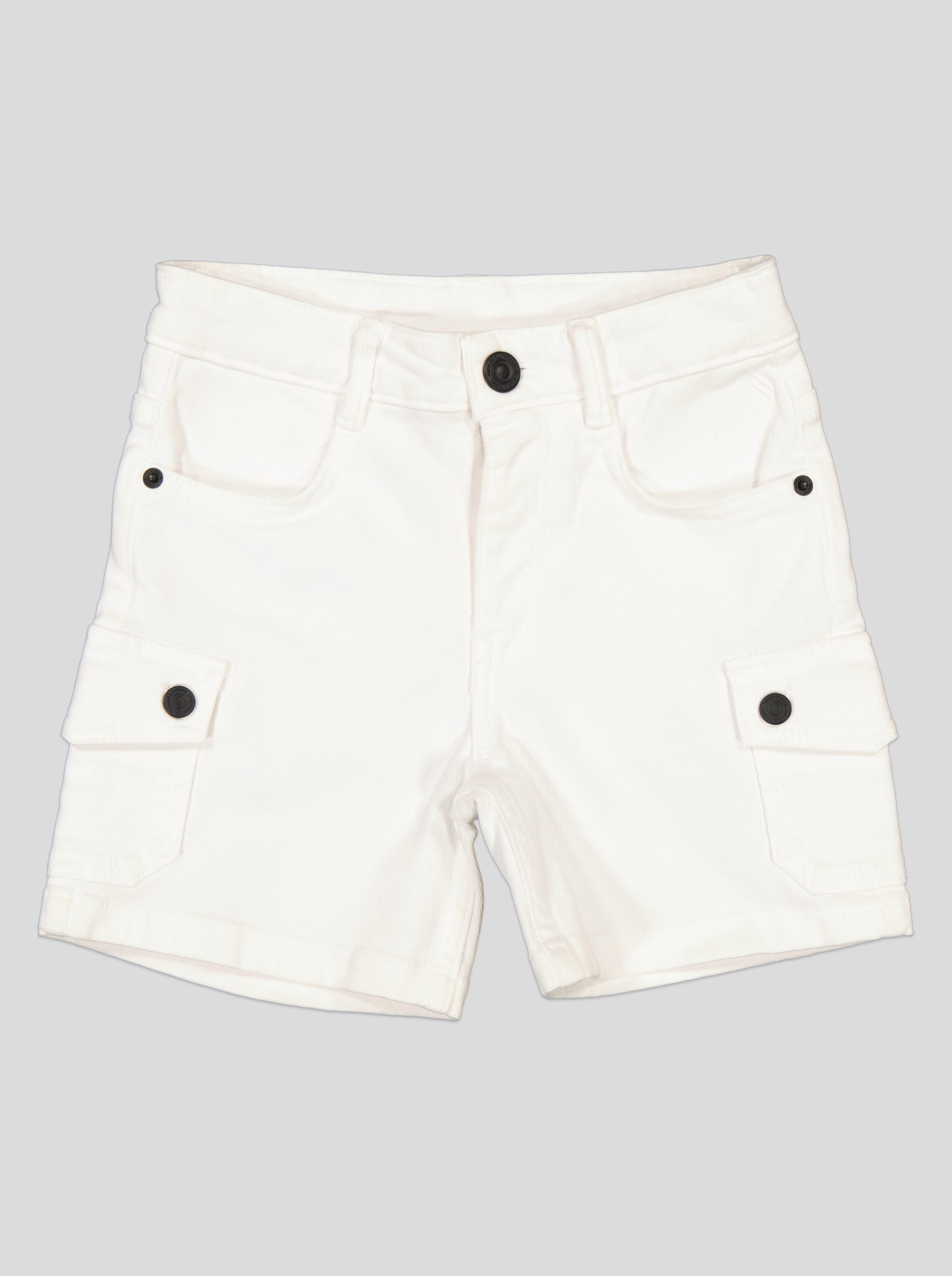 SHTF004_WP+4_WP Short Fillette Cargo en Twill – Poches à Rabat – Image 2