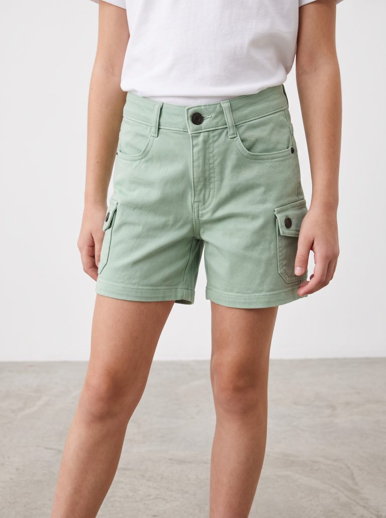 Short Fillette Cargo en Twill – Poches à Rabat