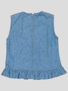Ensemble Fillette 2 Pièces en Jean - Haut à Nœuds & Pantalon Large