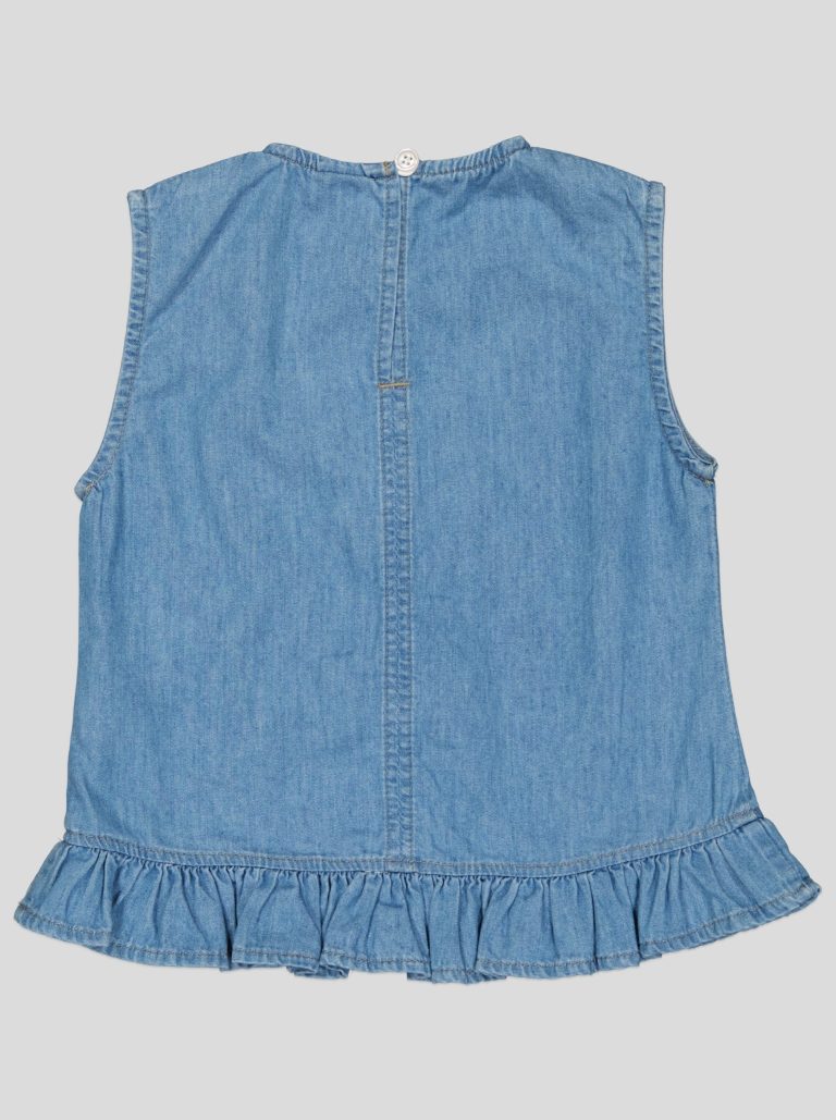 Ensemble Fillette 2 Pièces en Jean - Haut à Nœuds & Pantalon Large