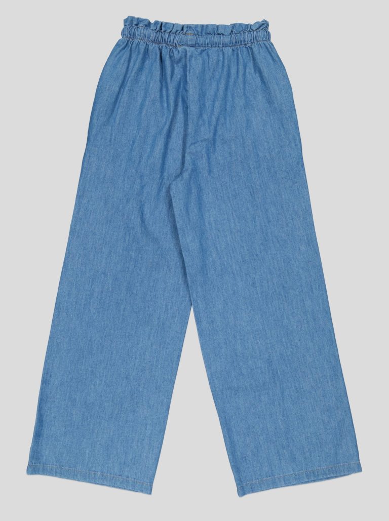 Ensemble Fillette 2 Pièces en Jean - Haut à Nœuds & Pantalon Large