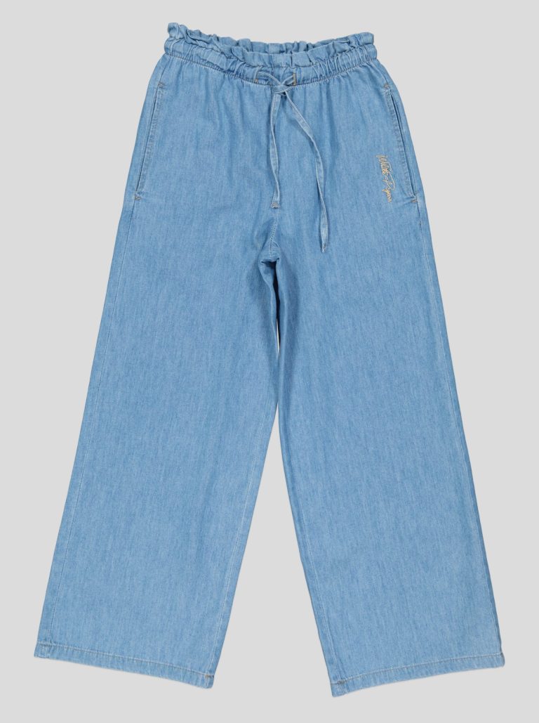 Ensemble Fillette 2 Pièces en Jean - Haut à Nœuds & Pantalon Large