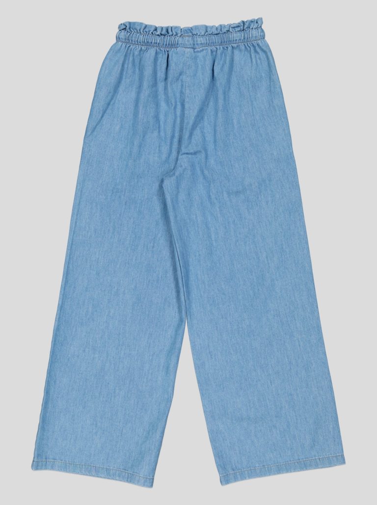 Ensemble Fillette 2 Pièces en Jean - Haut à Nœuds & Pantalon Large