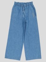 Ensemble Fillette 2 Pièces en Jean - Haut à Nœuds & Pantalon Large – Image 16