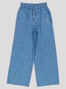 Ensemble Fillette 2 Pièces en Jean - Haut à Nœuds & Pantalon Large